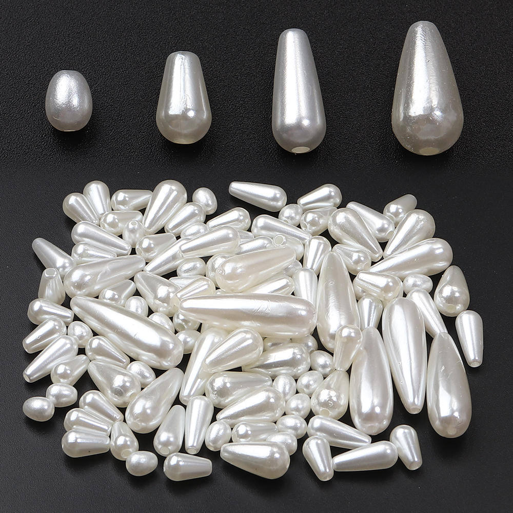 Vintage Collector - 30-500pcs/lot Biege Waterdrop Shape ABS Pearl