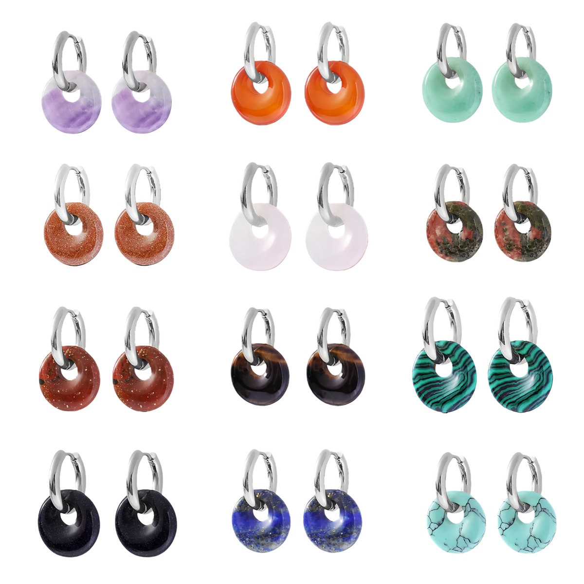 Vintage Collectible Coins - 18MM Healing Gemstone Coin Pendant Drop
