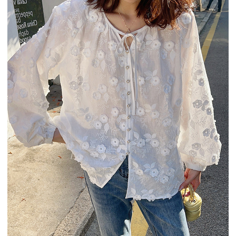 Women 3D Floral Embroidery Tie - Vintage Necklace บทวิจารณ์และราคา