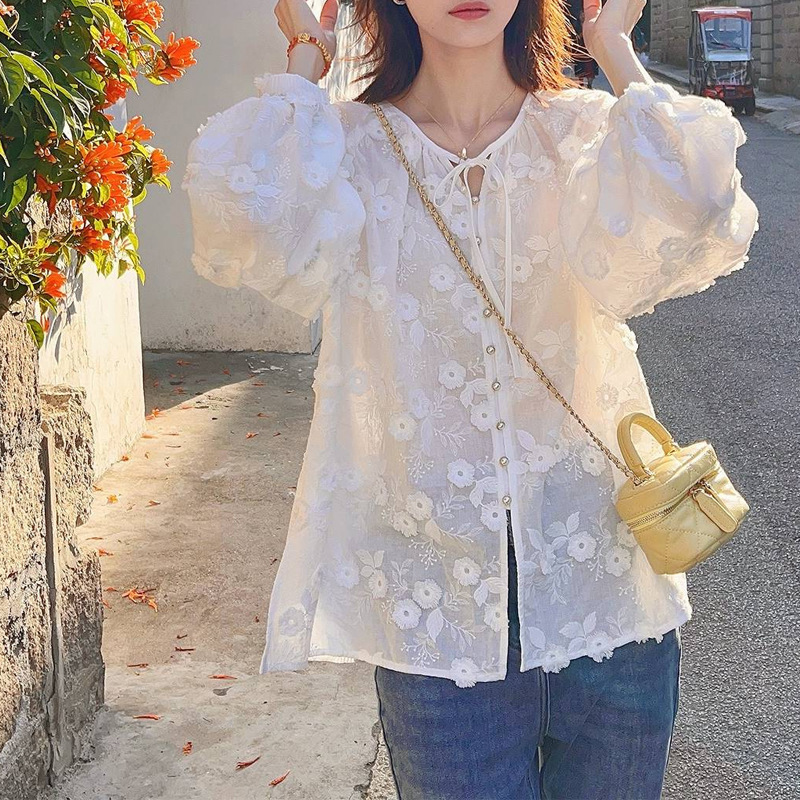 Women 3D Floral Embroidery Tie - Vintage Necklace บทวิจารณ์และราคา