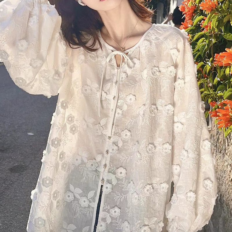 Women 3D Floral Embroidery Tie - Vintage Necklace บทวิจารณ์และราคา