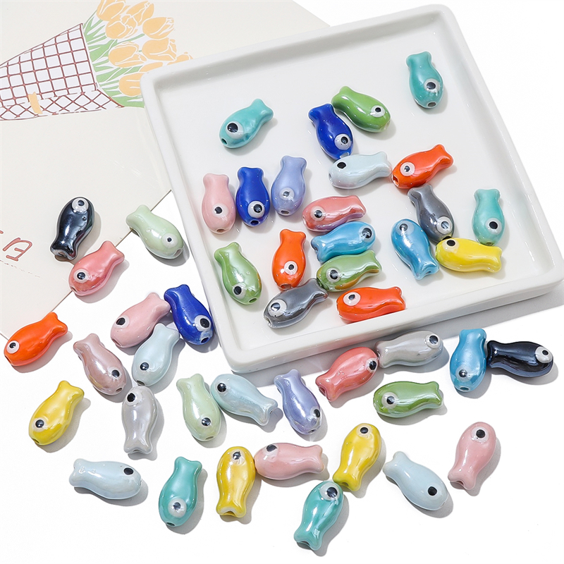 10Pcs Vintage Fish Ceramic Bea - Vintage Necklace บทวิจารณ์และราคา