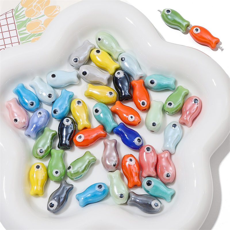 10Pcs Vintage Fish Ceramic Bea - Vintage Necklace บทวิจารณ์และราคา
