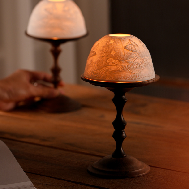 Vintage Walnut Candle Holder w - Collectible Vintage Matches บทวิจารณ์และราคา
