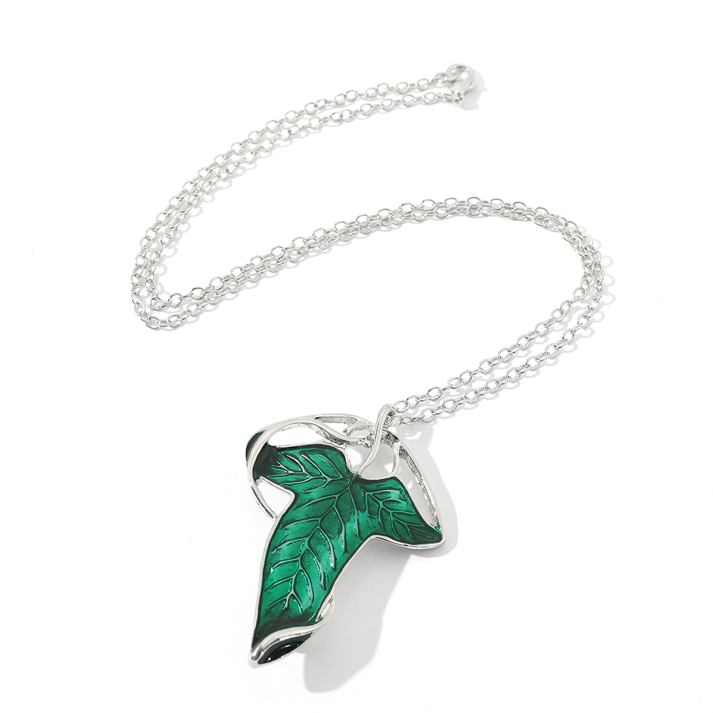 Vintage Green Leaf Pendant Nec - Vintage Necklace บทวิจารณ์และราคา