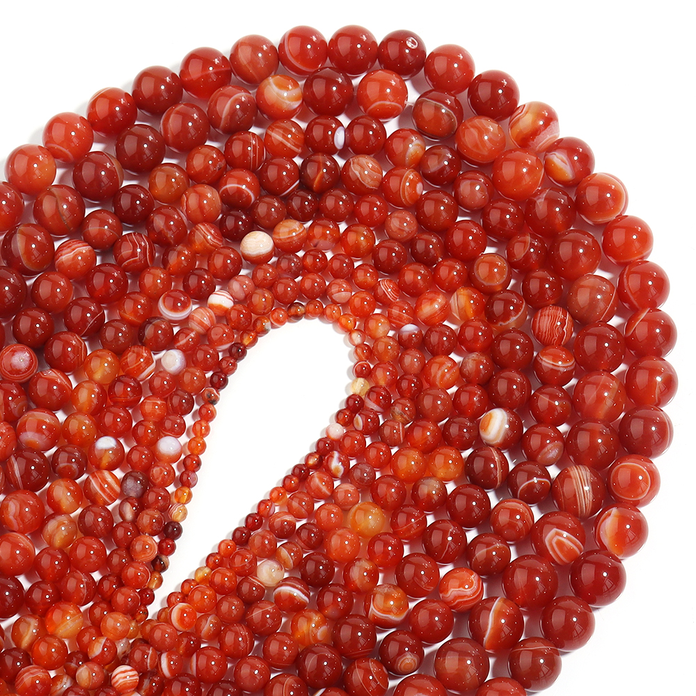 1 Strand Red Striped Agate Nat - Vintage Collector บทวิจารณ์และราคา