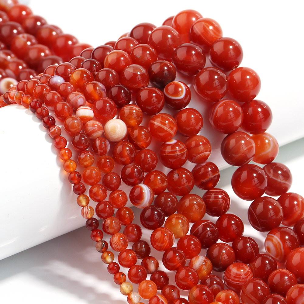 1 Strand Red Striped Agate Nat - Vintage Collector บทวิจารณ์และราคา