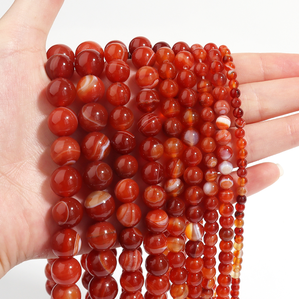 1 Strand Red Striped Agate Nat - Vintage Collector บทวิจารณ์และราคา