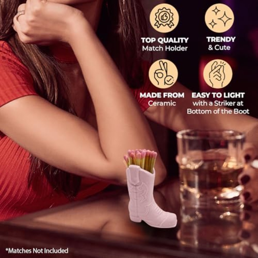 Cowboy Boot Ceramic Match Hold - Collectible Vintage Matches บทวิจารณ์และราคา