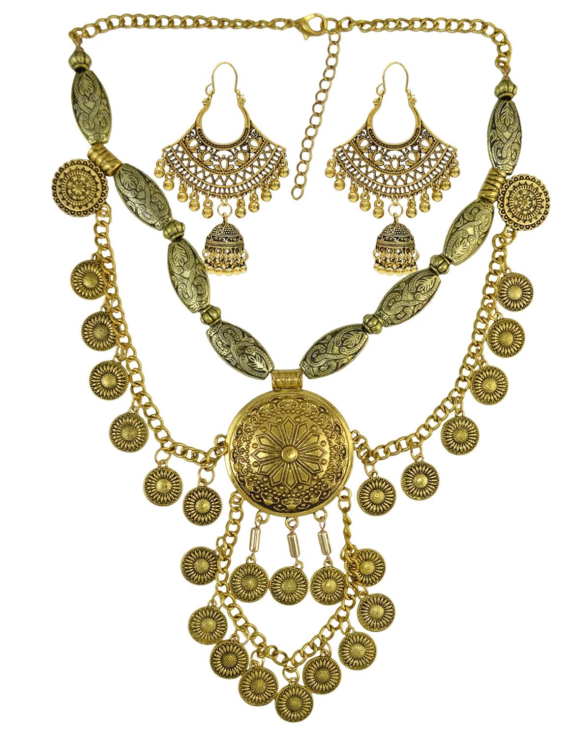 Boho Ethnic Big Choker Necklac - Vintage Collectible Coins บทวิจารณ์และราคา