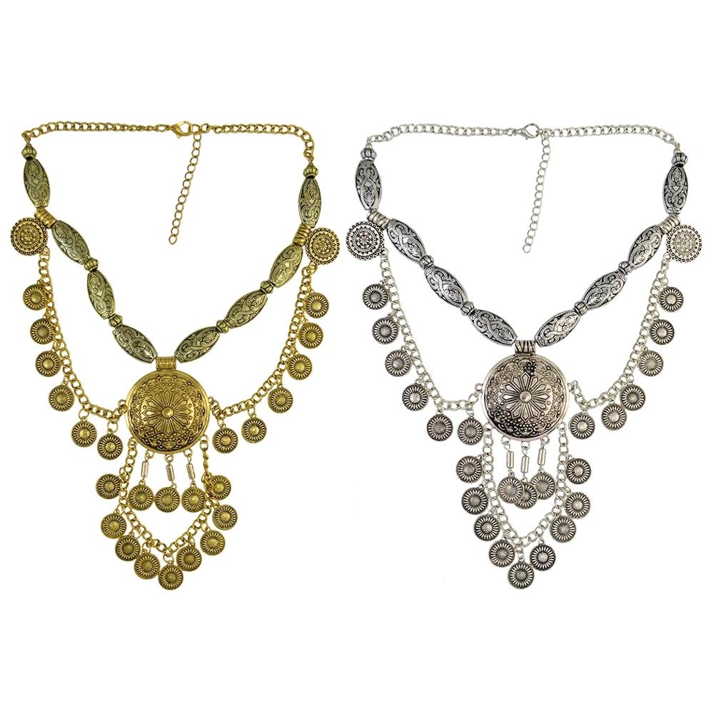 Boho Ethnic Big Choker Necklac - Vintage Collectible Coins บทวิจารณ์และราคา