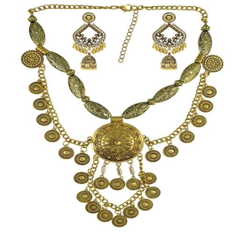 Boho Ethnic Big Choker Necklac - Vintage Collectible Coins บทวิจารณ์และราคา